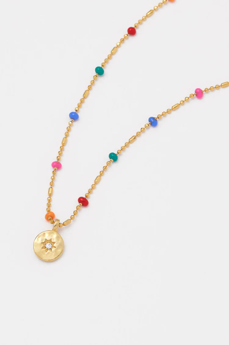 Rainbow CZ Beaded Gold Plated Necklace
