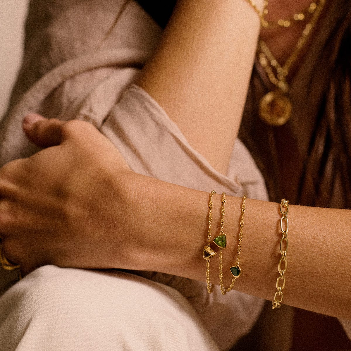 Daisy London | Emerald May Birthstone Bracelet - Gold plate