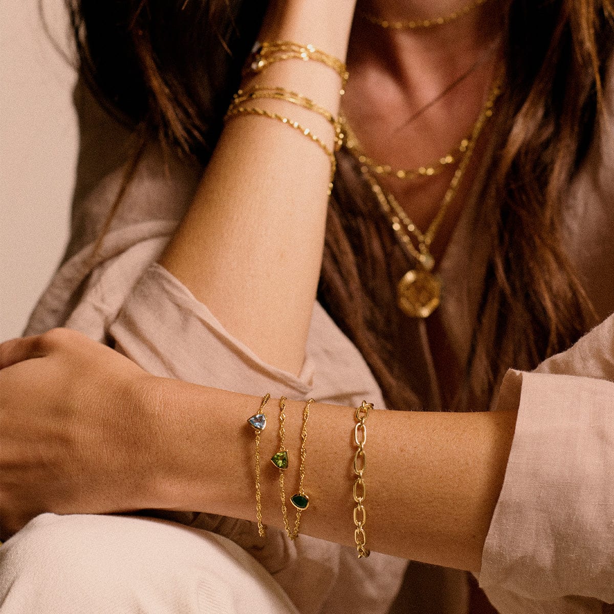 Daisy London | Emerald May Birthstone Bracelet - Gold plate