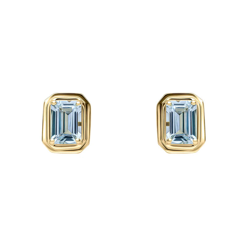 Penmans | Elongated Octagon Aquamarine Studs