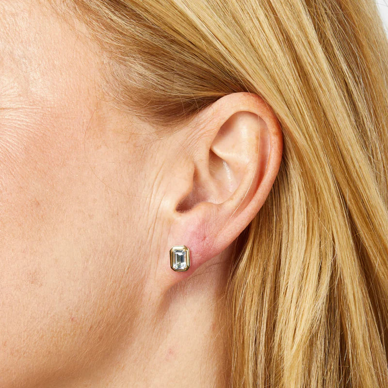 Penmans | Elongated Octagon Aquamarine Studs