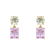 Penmans | Toi et Moi Quartz & Amethyst Drop Earrings