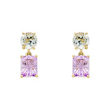 Penmans | Toi et Moi Quartz & Amethyst Drop Earrings