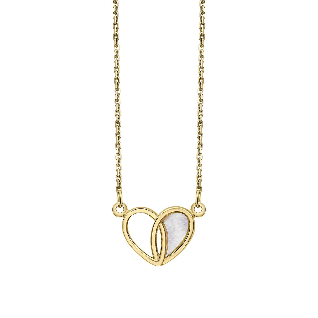9ct Yellow Gold & Mother of Pearl Heart Necklace