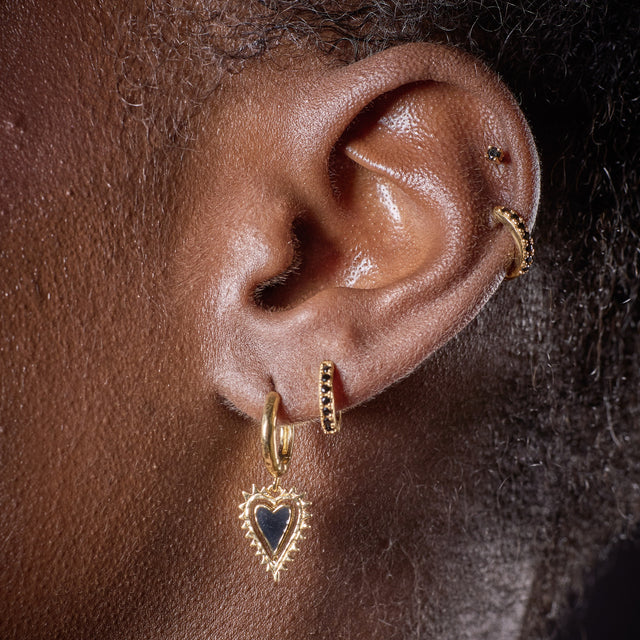 Scream Pretty | Black Heart Charm Hoop Earrings