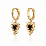 Scream Pretty | Black Heart Charm Hoop Earrings
