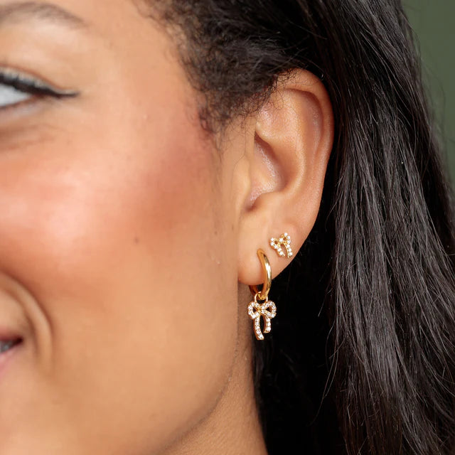 Scream Pretty | Bow Charm Gold plate Hoop Earrings