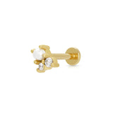 Scream Pretty | Pearl & Sparkle Single Gold Plate Flat Back Earring
