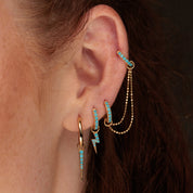 Scream Pretty | Turquoise Spike Charm Hoops - Gold plate