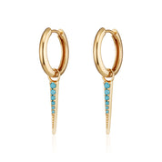 Scream Pretty | Turquoise Spike Charm Hoops - Gold plate