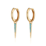 Scream Pretty | Turquoise Spike Charm Hoops - Gold plate