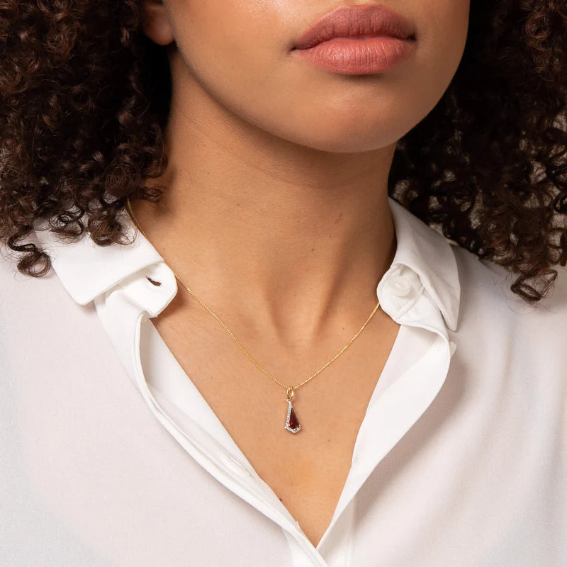 Penmans | Trapeze Cut Garnet Pendant with Diamonds