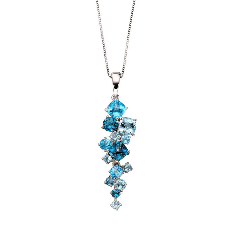 Penmans | 9ct White Gold Scatter Pendant with Blue Topaz
