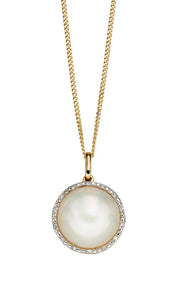 Penmans |  9ct Yellow Gold Mabe Pearl & Diamond Pendant
