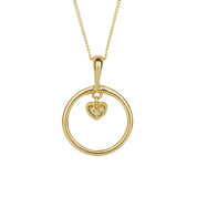 Penmans | 9ct Yellow Gold Open Circle & Heart Charm Pendant