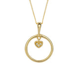 Penmans | 9ct Yellow Gold Open Circle & Heart Charm Pendant