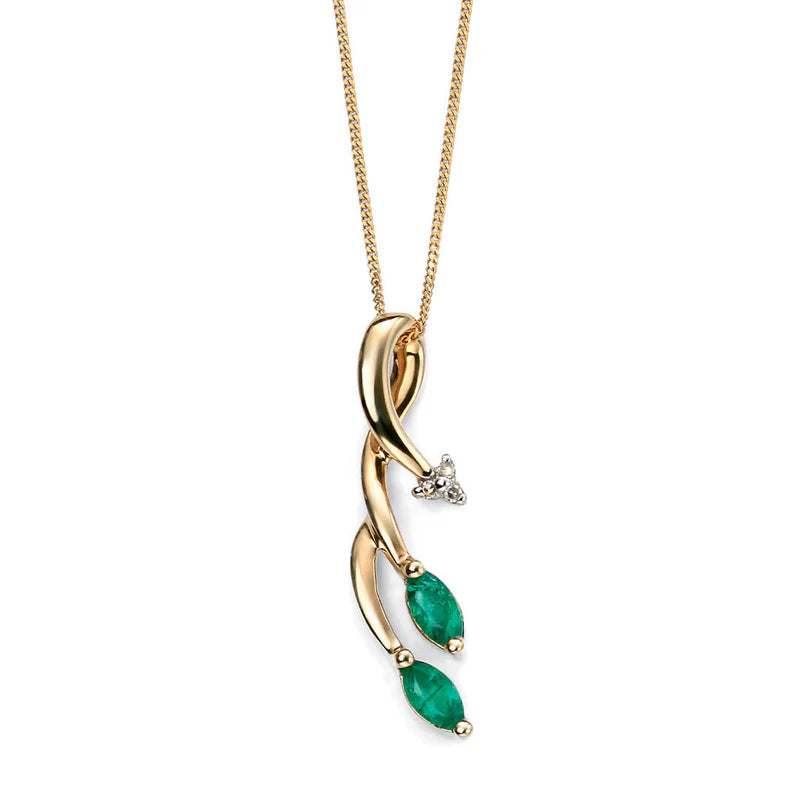 Penmans |  9ct Yellow Gold Vine Pendant with Emerald