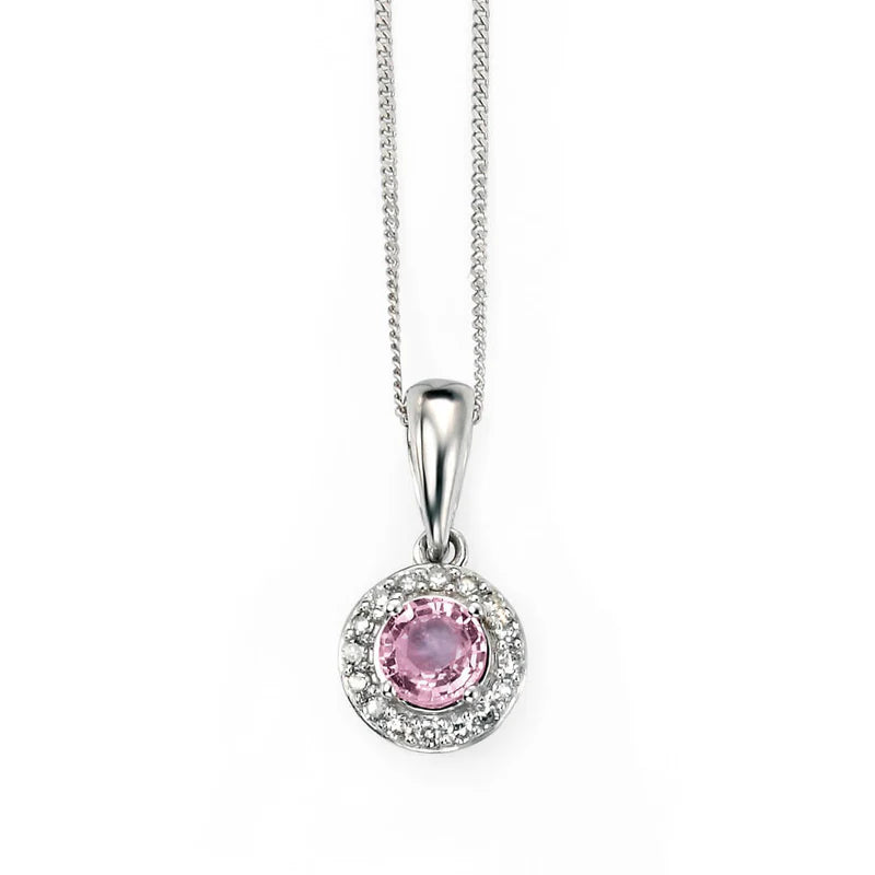 Penmans | Pink Sapphire Pendant with Diamond Surround