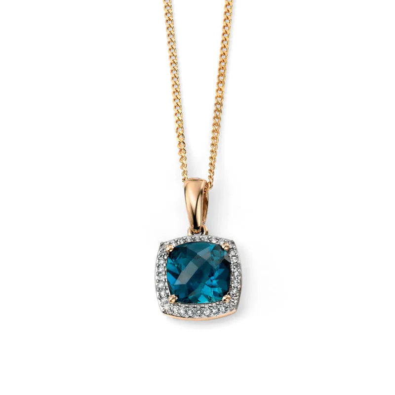 Penmans | Checkerboard London Blue Topaz Pendant