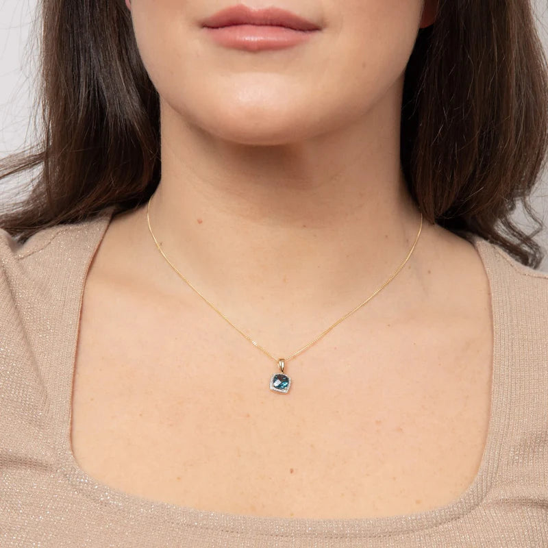 Penmans | Checkerboard London Blue Topaz Pendant