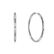 Bijoux De Mimi | Hebe Silver Blue Thin Bigger Star Hoop