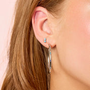 Bijoux De Mimi | Hebe Silver Blue Thin Bigger Star Hoop