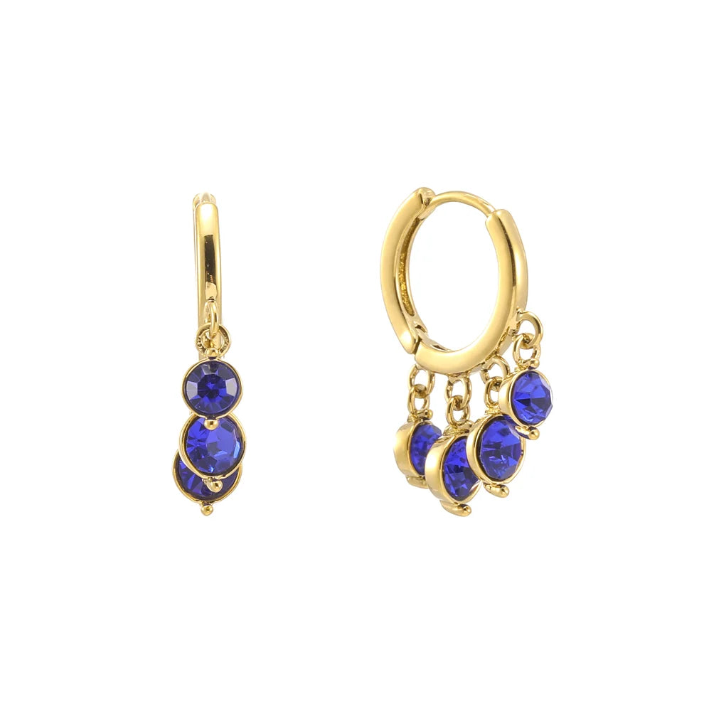 Bijoux De Mimi | Iris Gold Blue Waterfall Huggie Earrings