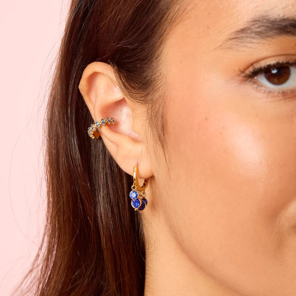 Bijoux De Mimi | Iris Gold Blue Waterfall Huggie Earrings
