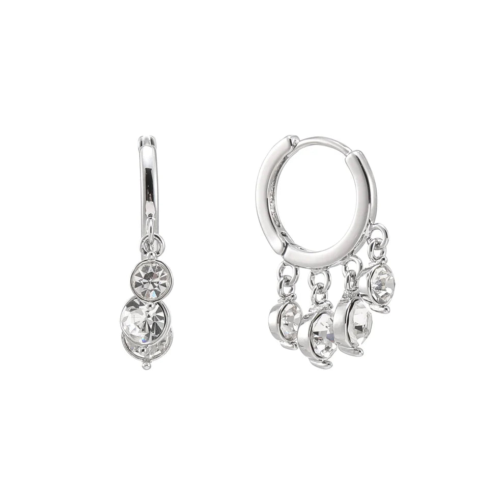 Bijoux De Mimi | Iris Silver Crystal Waterfall Huggie Earrings