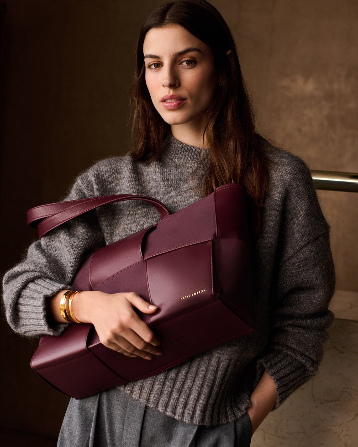 Katie Loxton | Taya Woven Suedette Tote Bag - Cherry