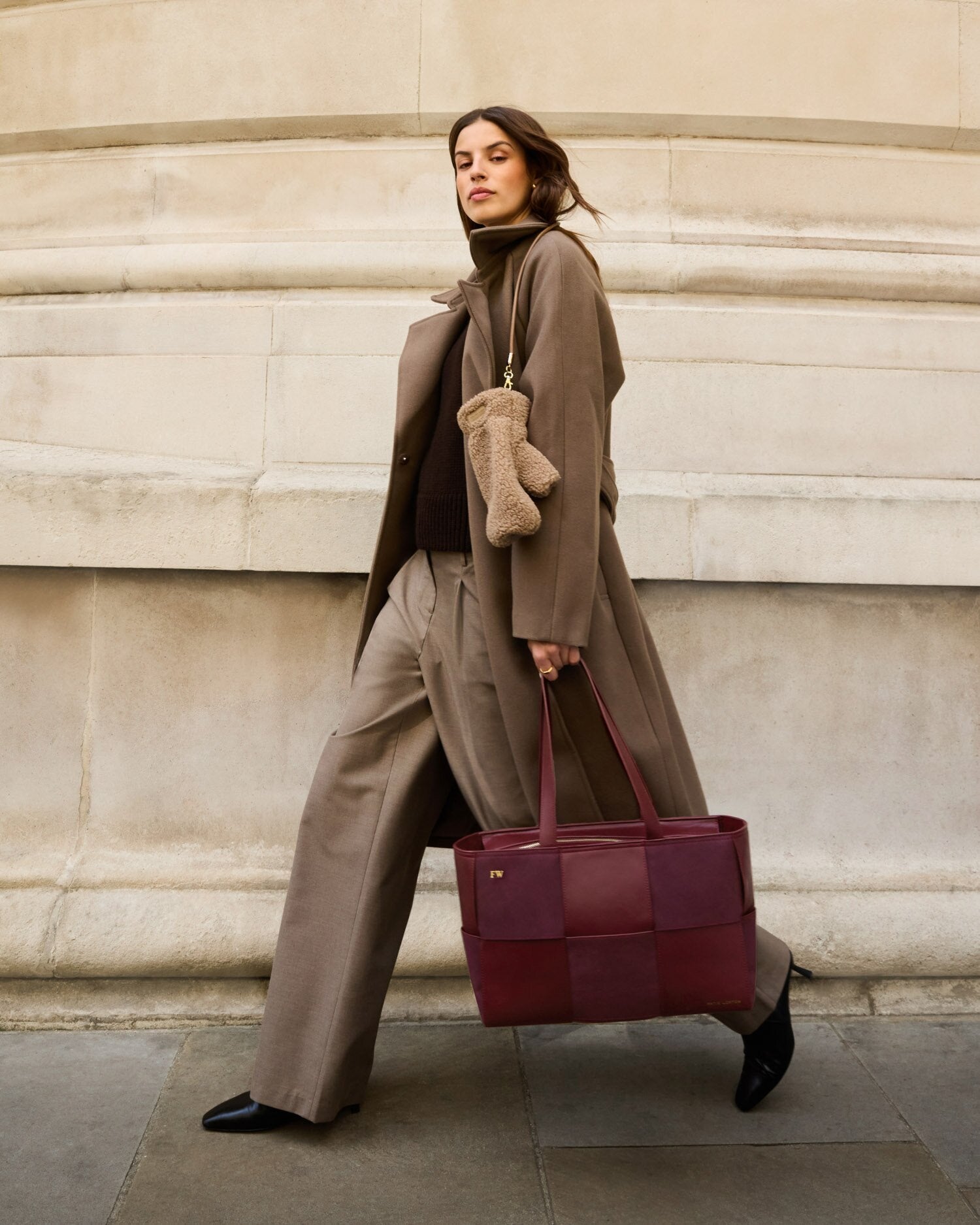 Katie Loxton | Taya Woven Suedette Tote Bag - Cherry
