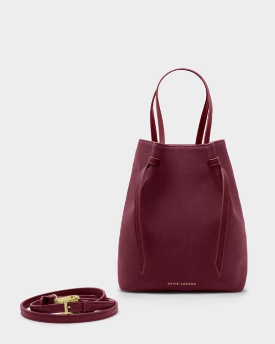 Katie Loxton | Celina Faux Suede Bucket Bag - Cherry