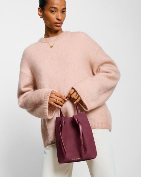 Katie Loxton | Celina Faux Suede Bucket Bag - Cherry