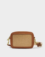 Katie Loxton | Avery Raffia Small Crossbody bag - Natural Raffia & Cognac