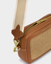 Katie Loxton | Avery Raffia Small Crossbody bag - Natural Raffia & Cognac