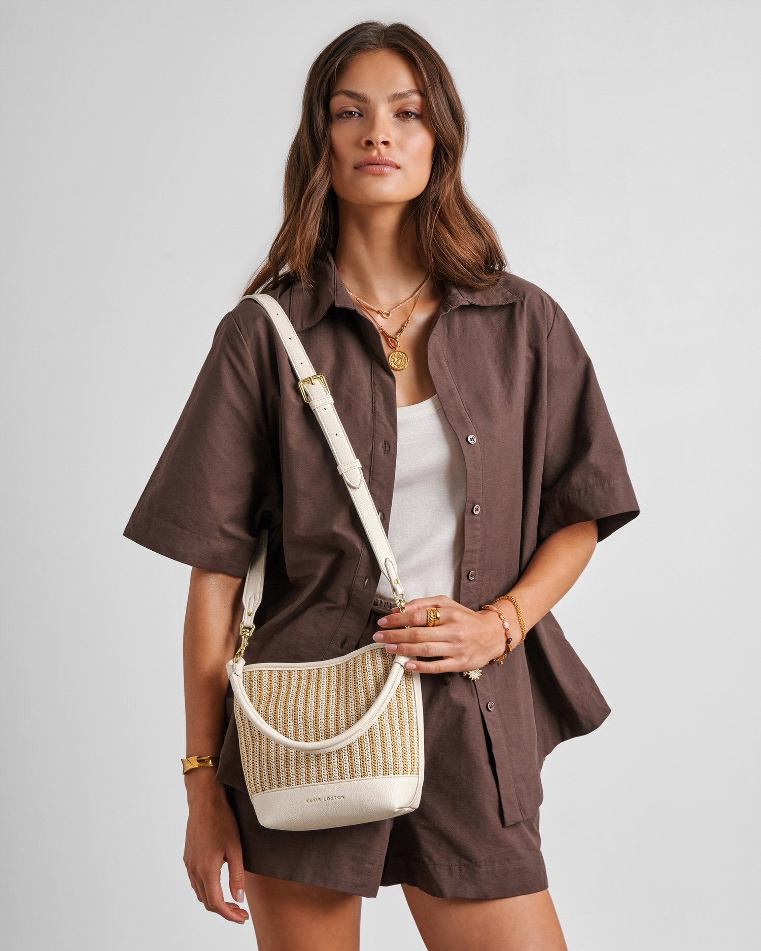 Katie Loxton | Sorrento Bucket bag - Striped Raffia