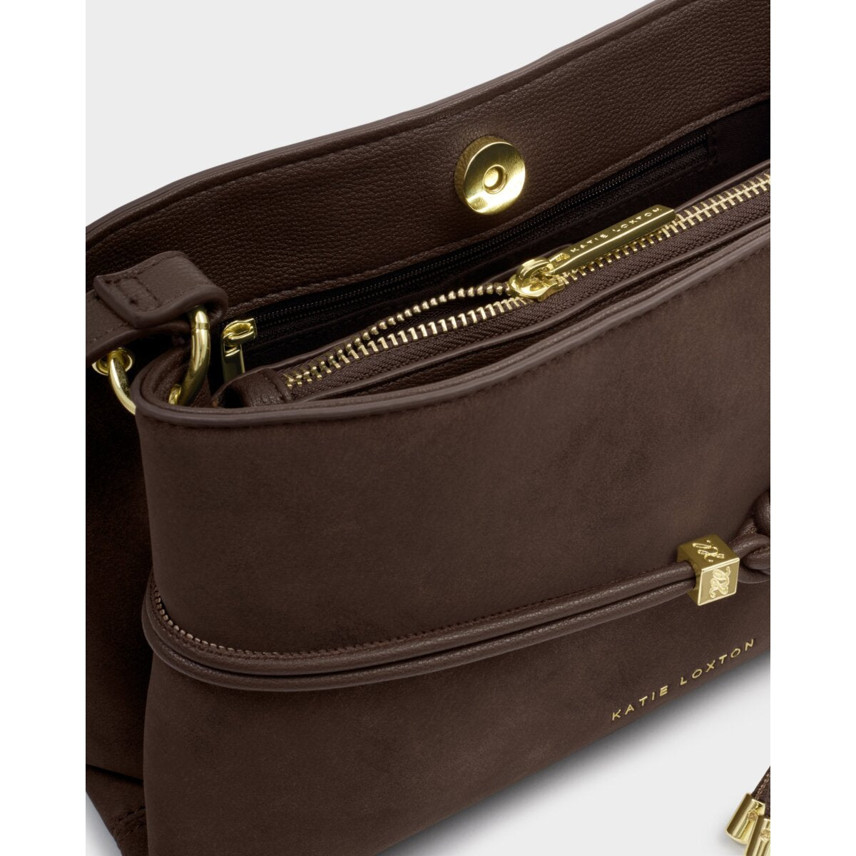 Katie Loxton | Lori Crossbody bag - Bitter Chocolate Suedette