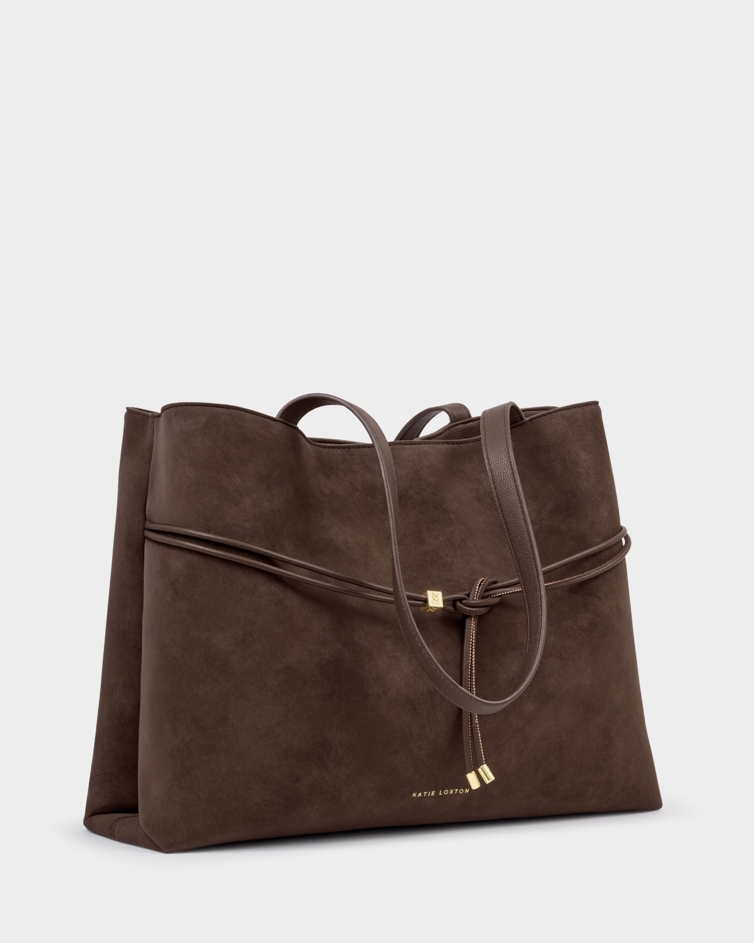 Katie Loxton | Lori Suedette Tote Bag - Bitter Chocolate