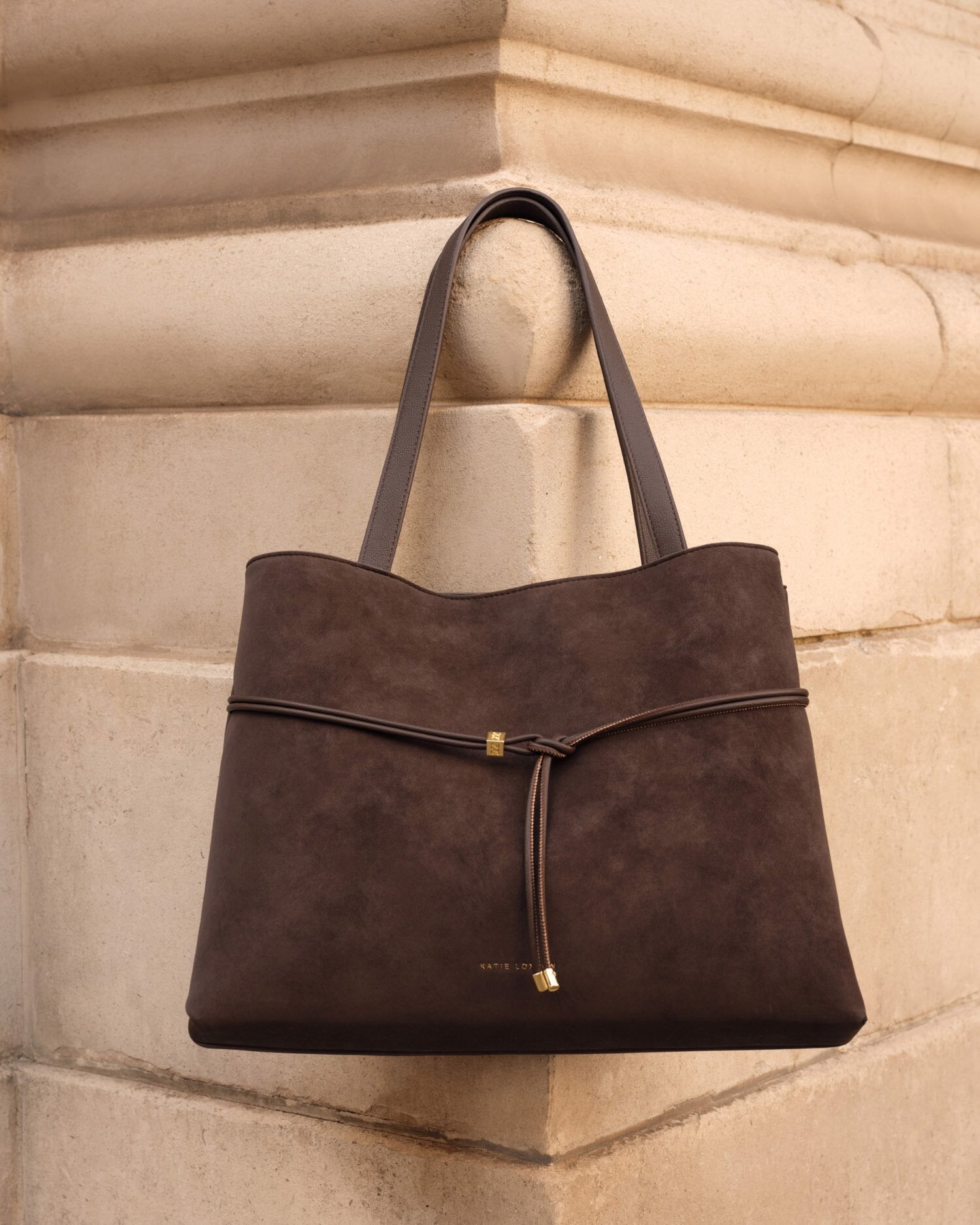 Katie Loxton | Lori Suedette Tote Bag - Bitter Chocolate