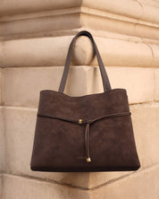 Katie Loxton | Lori Suedette Tote Bag - Bitter Chocolate