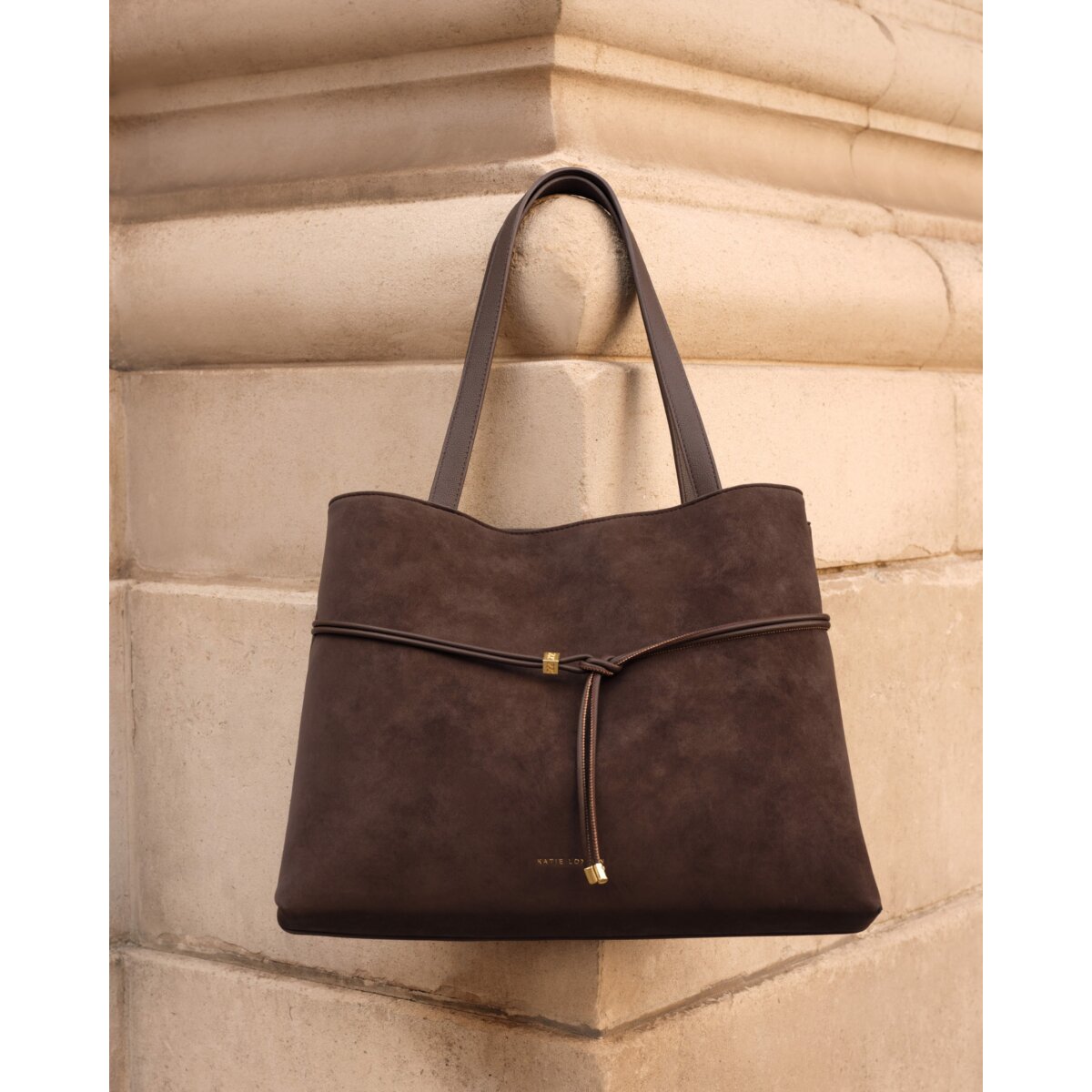 Katie Loxton | Lori Suedette Tote Bag - Bitter Chocolate