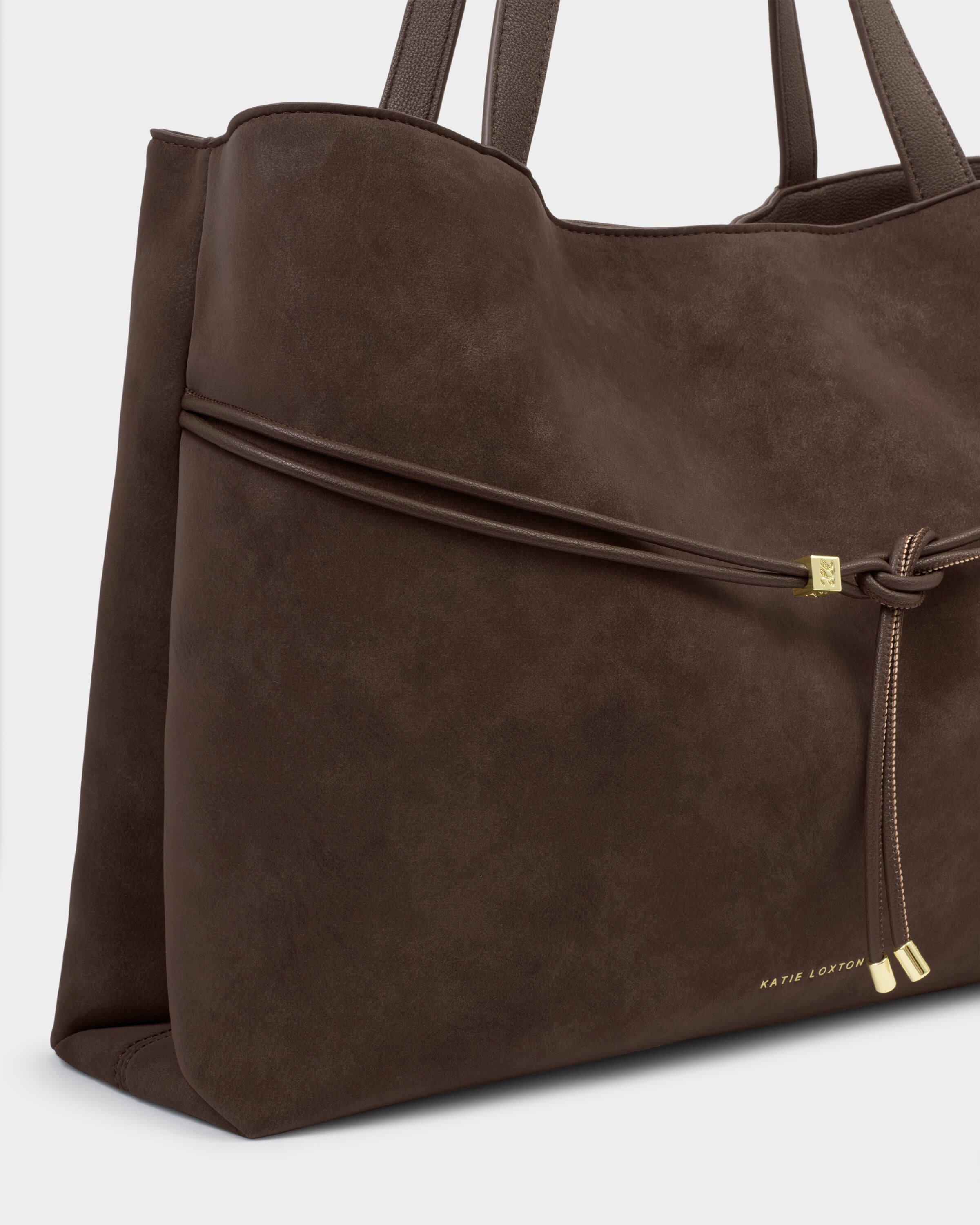 Katie Loxton | Lori Suedette Tote Bag - Bitter Chocolate