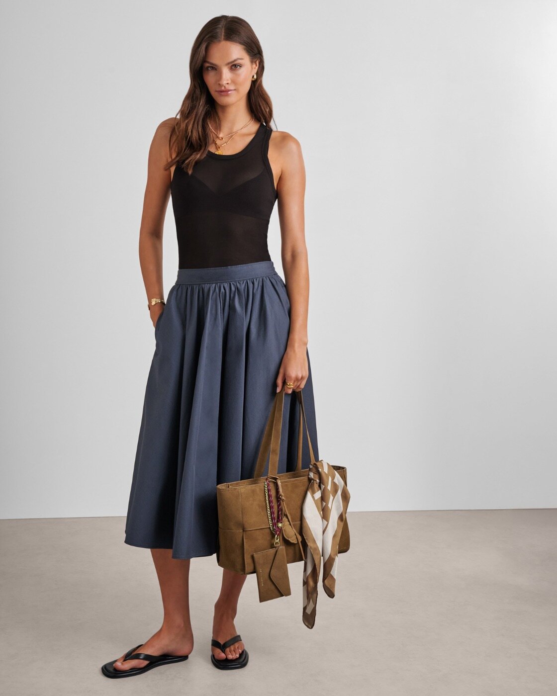 Katie Loxton | Taya Woven Suedette Tote - Caramel Suedette