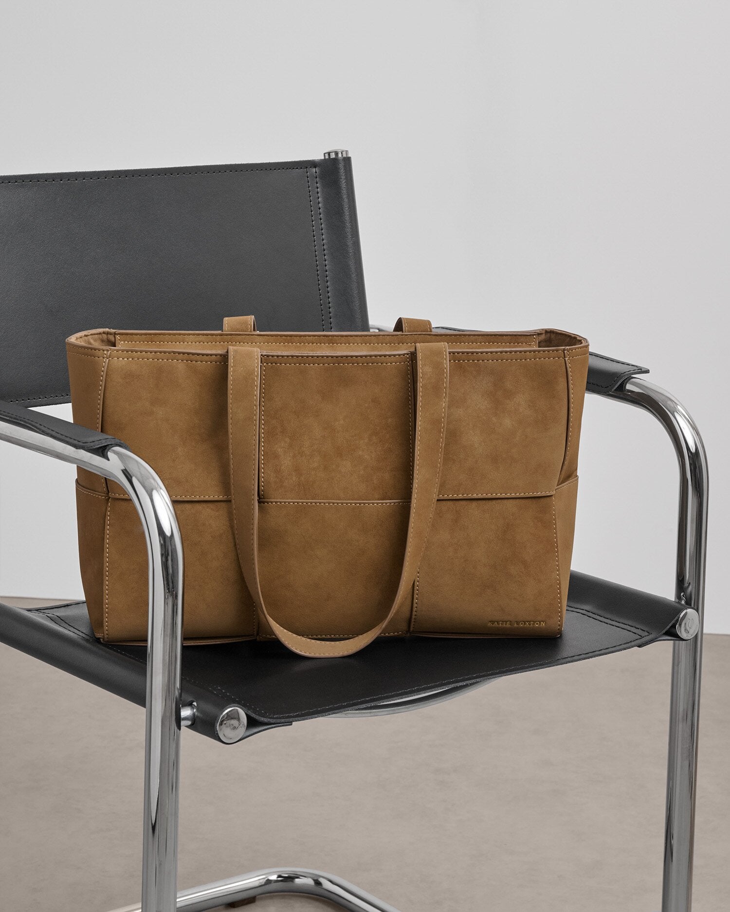 Katie Loxton | Taya Woven Suedette Tote - Caramel Suedette