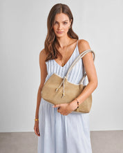 Katie Loxton | Nova Raffia Small Shoulder Tote - Raffia & Oyster