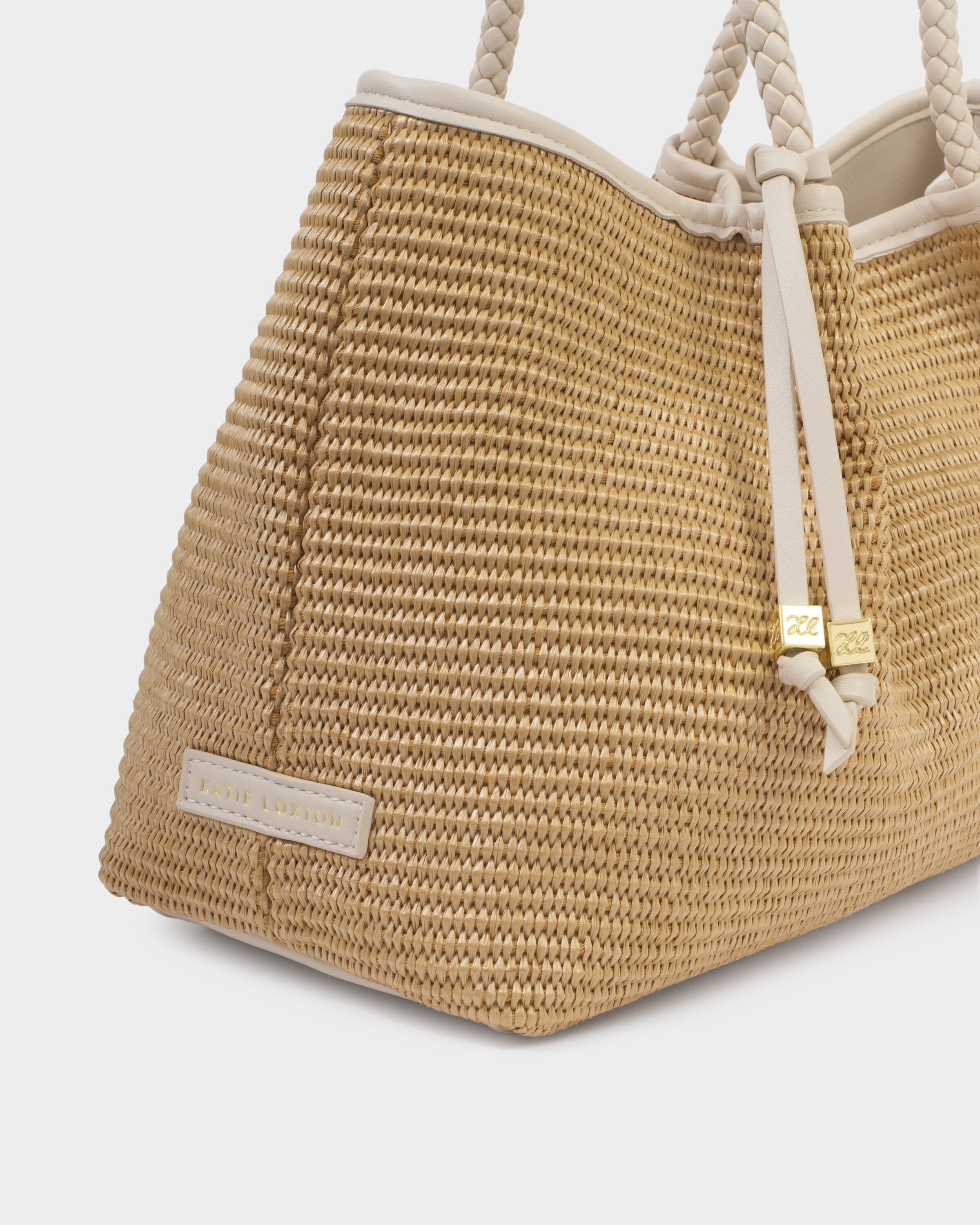Katie Loxton | Nova Raffia Small Shoulder Tote - Raffia & Oyster