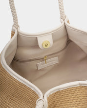 Katie Loxton | Nova Raffia Small Shoulder Tote - Raffia & Oyster