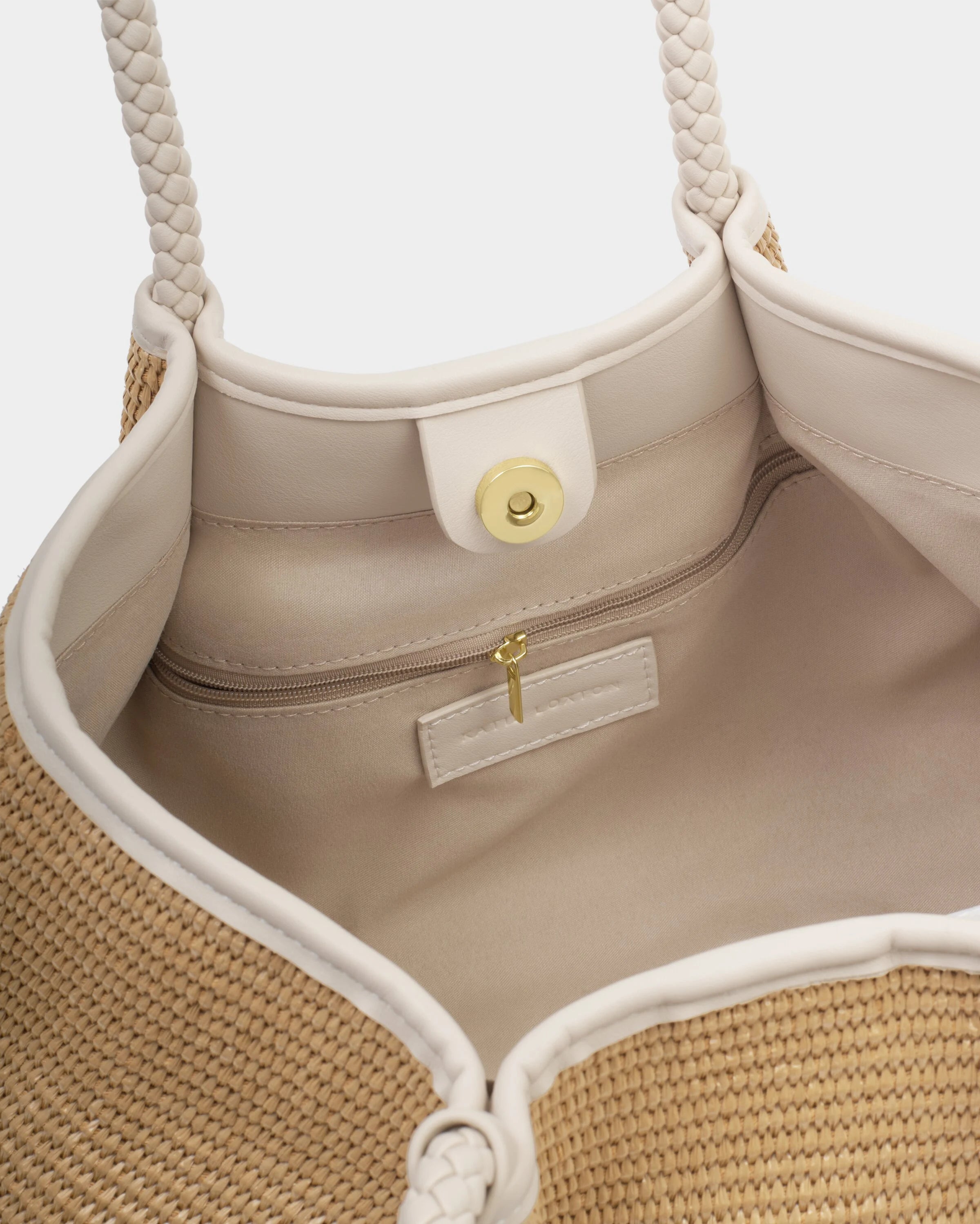 Katie Loxton | Nova Raffia Small Shoulder Tote - Raffia & Oyster