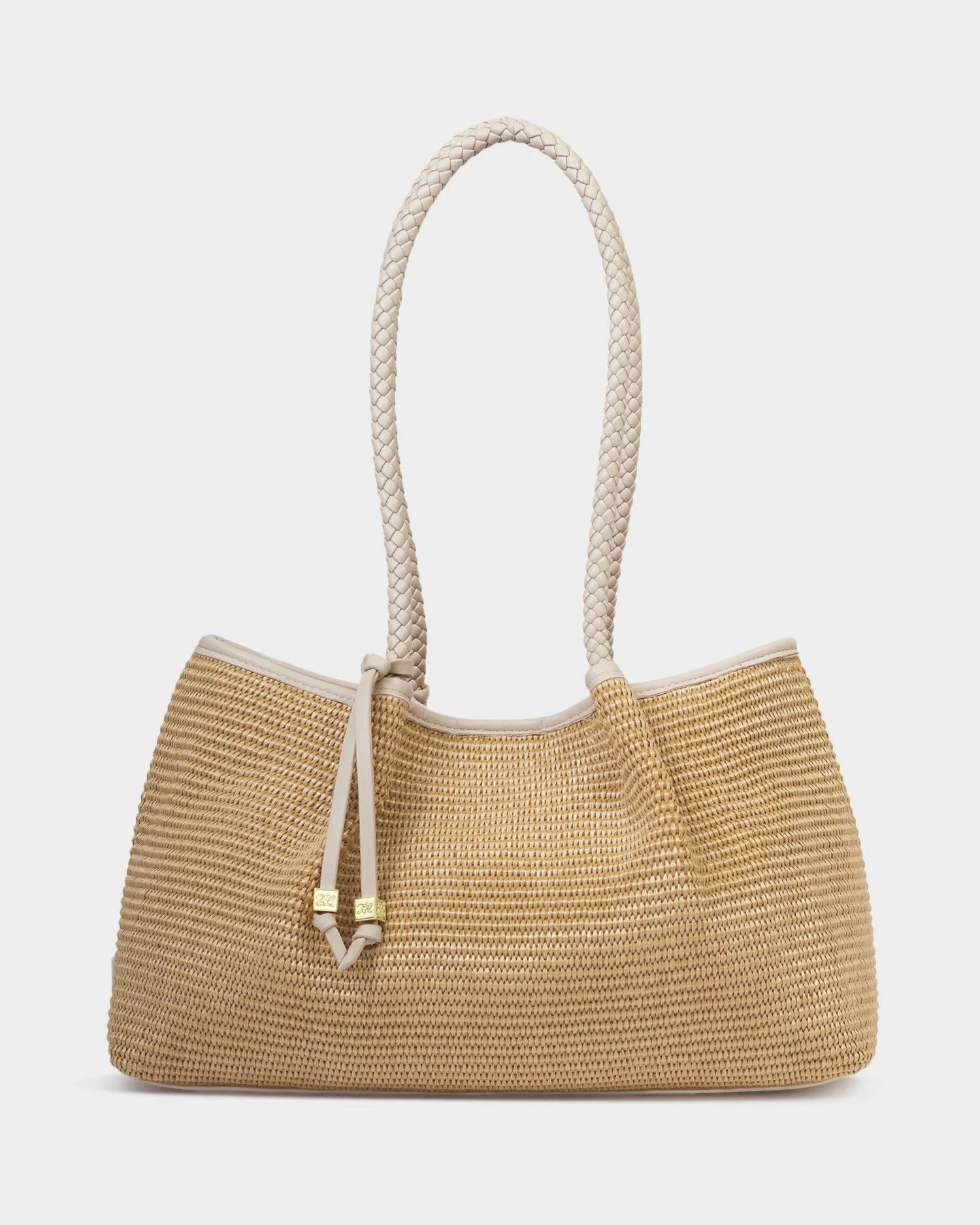 Katie Loxton | Nova Raffia Small Shoulder Tote - Raffia & Oyster