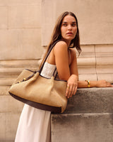 Katie Loxton | Nova Raffia Small Shoulder Tote - Raffia & Chocolate